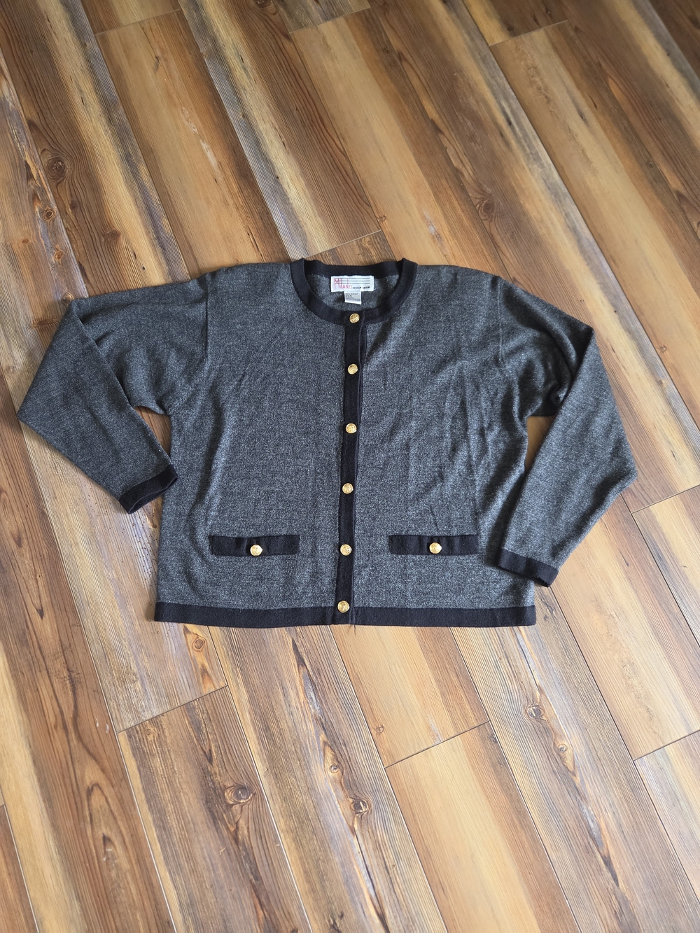 Classic Gray Button-Front Knit Cardigan Size M By Milano